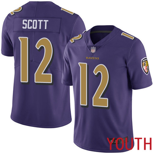 Baltimore Ravens Limited Purple Youth Jaleel Scott Jersey NFL Football #12 Rush Vapor Untouchable